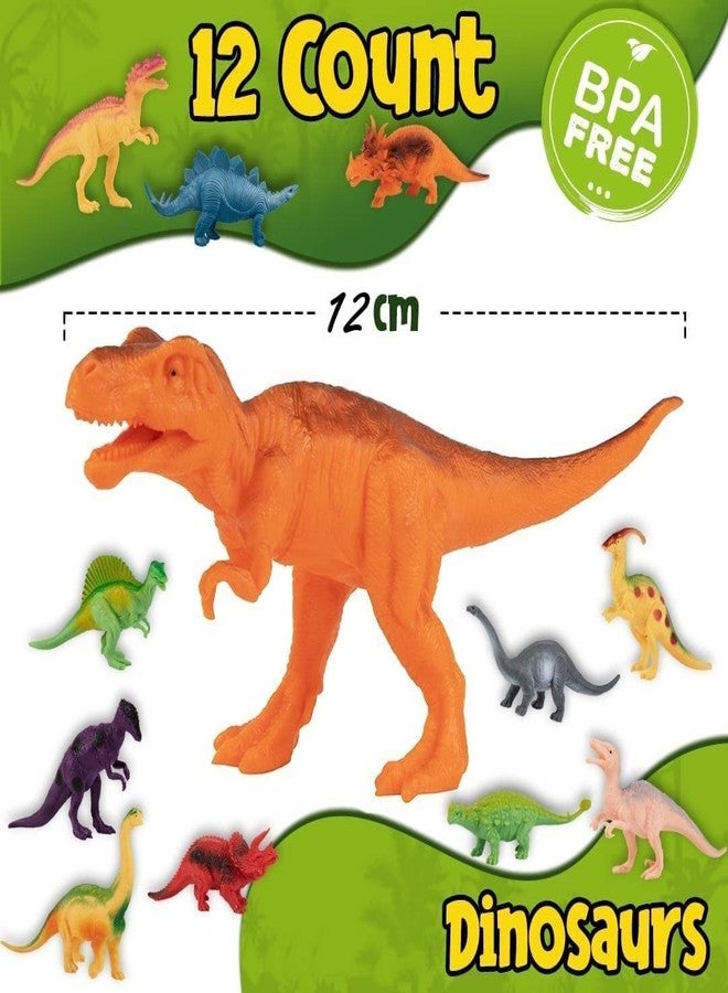 OANGO Dinosaur Rubber Play Toy Set 12 Pieces, Non-Toxic, Small/Medium Sized Wild Animal Figures for Kids Aged 1-5 - Image 4